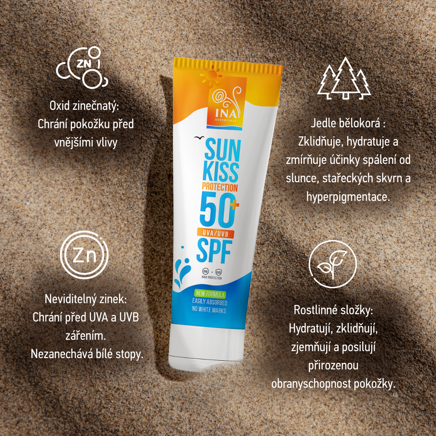 Přírodní Opalovací Krém na Obličej a Tělo SPF 50+ s Organickou Jedlí Bělokorou