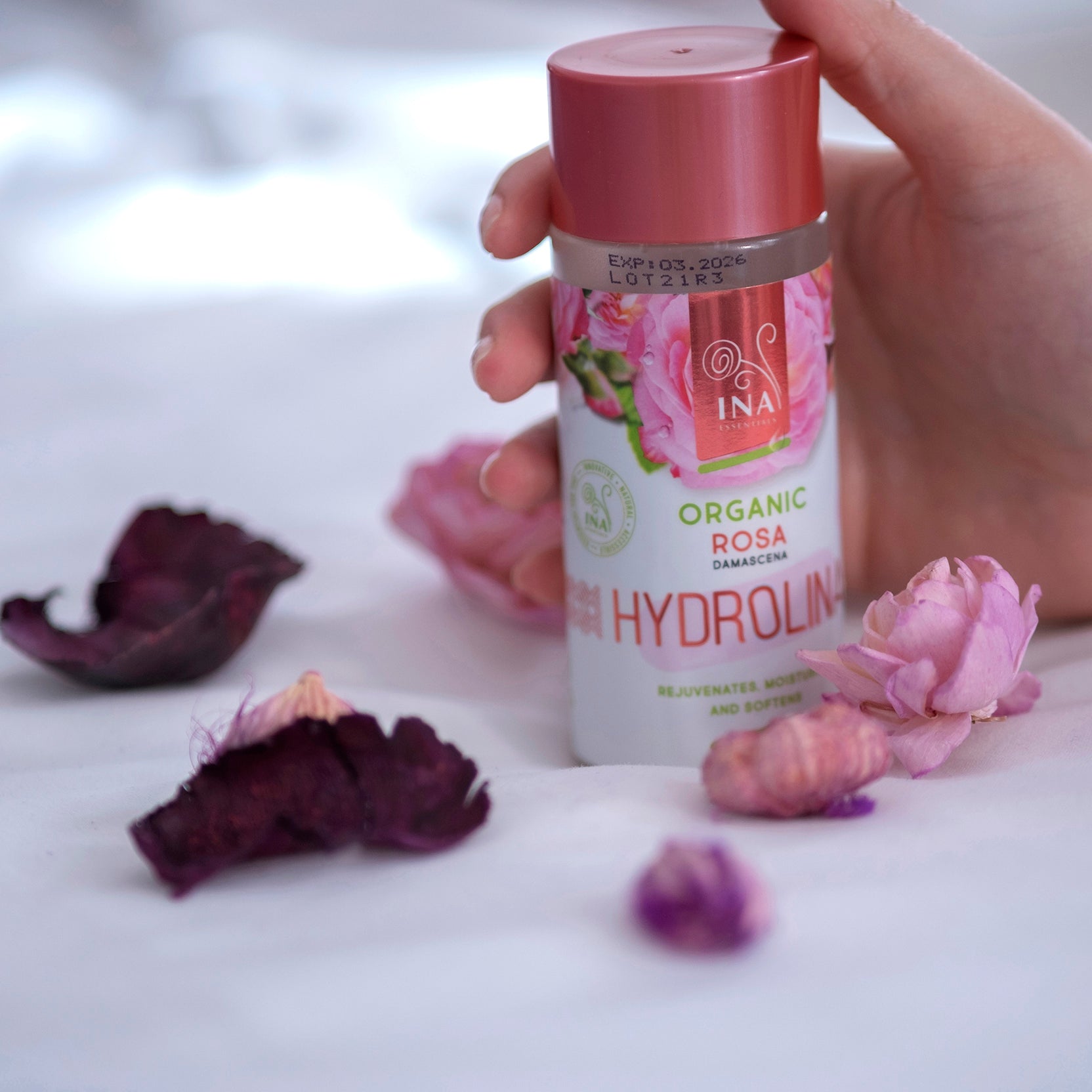 Organická Růžová voda - Hydrolina pro Suchou pokožku