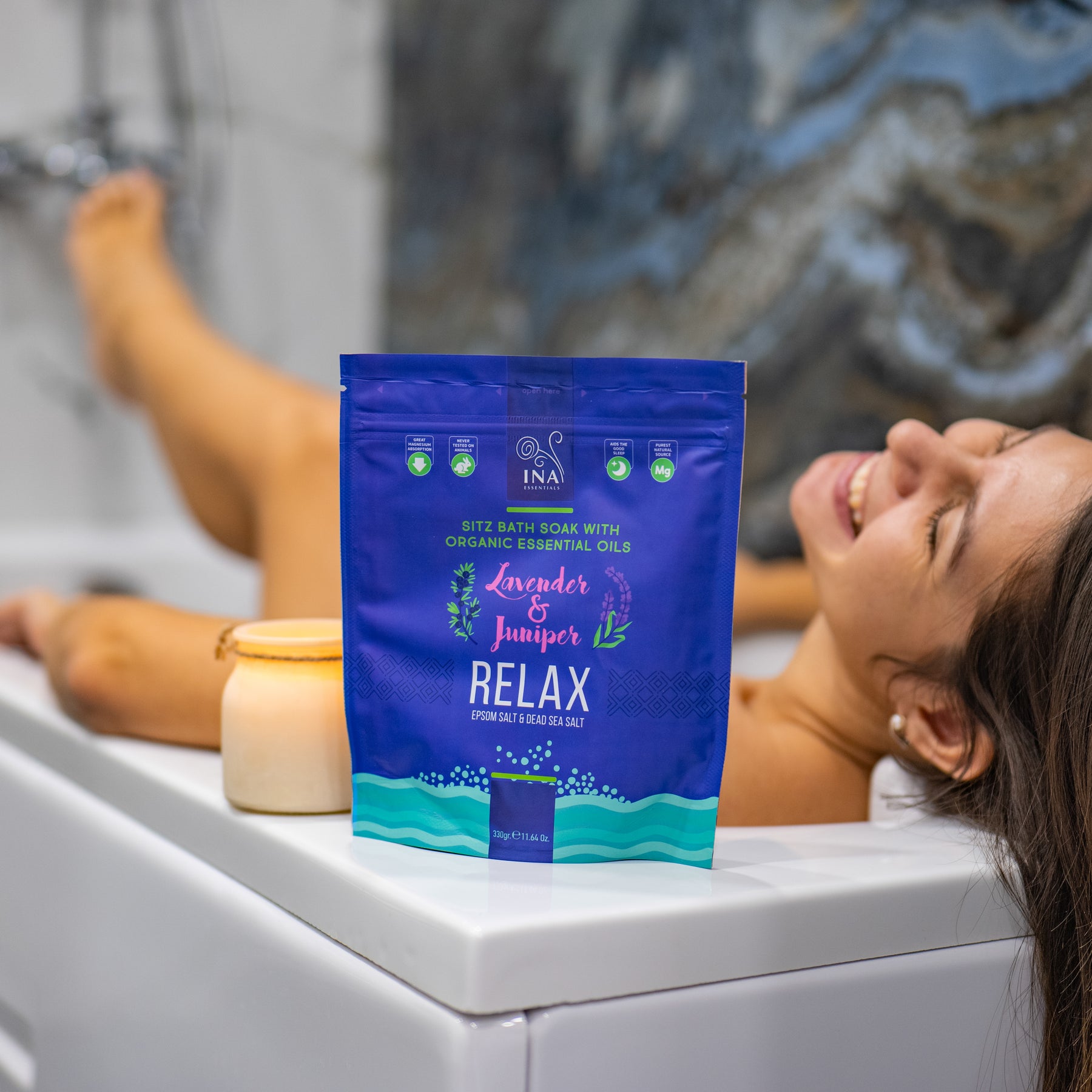 Relax - Koupelová sůl s Levandulí a Jalovcem pro Relaxaci a uvolnění stresu