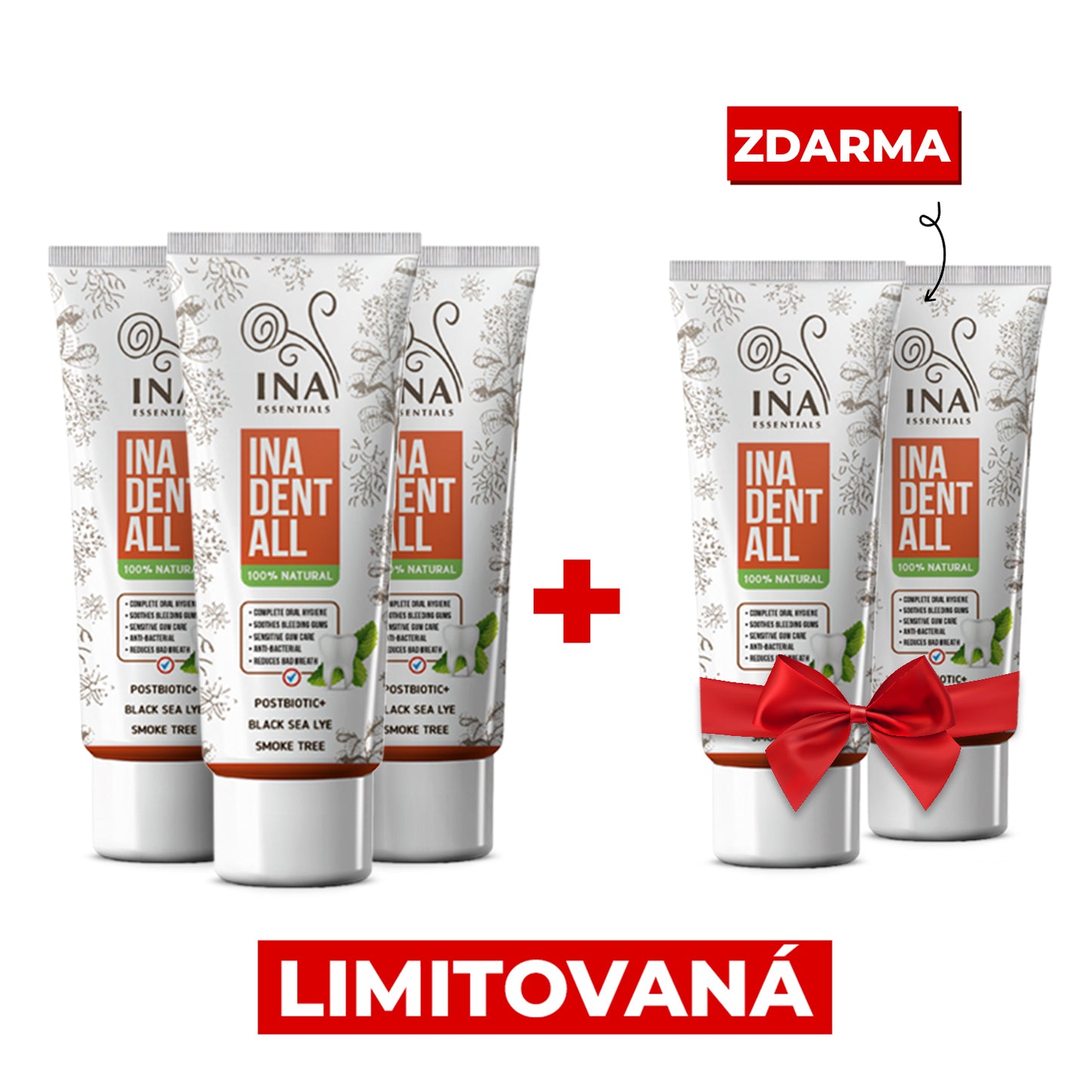 Kupte 3 Zubní Pasty Ina Dent-All a získejte 2 přírodní Zubní Pasty Zdarma