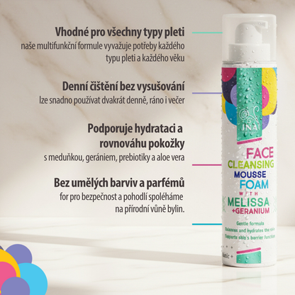 Přírodní čisticí Pěna na Obličej s Meduňkou a Gerániem – pro všechny typy pleti