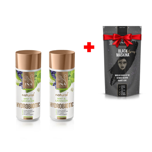 2 Hydrobioticy Levandule & Máta + Maska na obličej zdarma - Černá Maskina