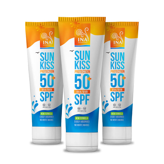 Rodinné balení pro ochranu před sluncem – 2+1 přírodní opalovací krém na obličej a tělo SPF 50+ s organickou jedlí bělokorou.