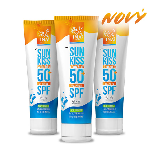Rodinné balení pro ochranu před sluncem – 2+1 přírodní opalovací krém na obličej a tělo SPF 50+ s organickou jedlí bělokorou.
