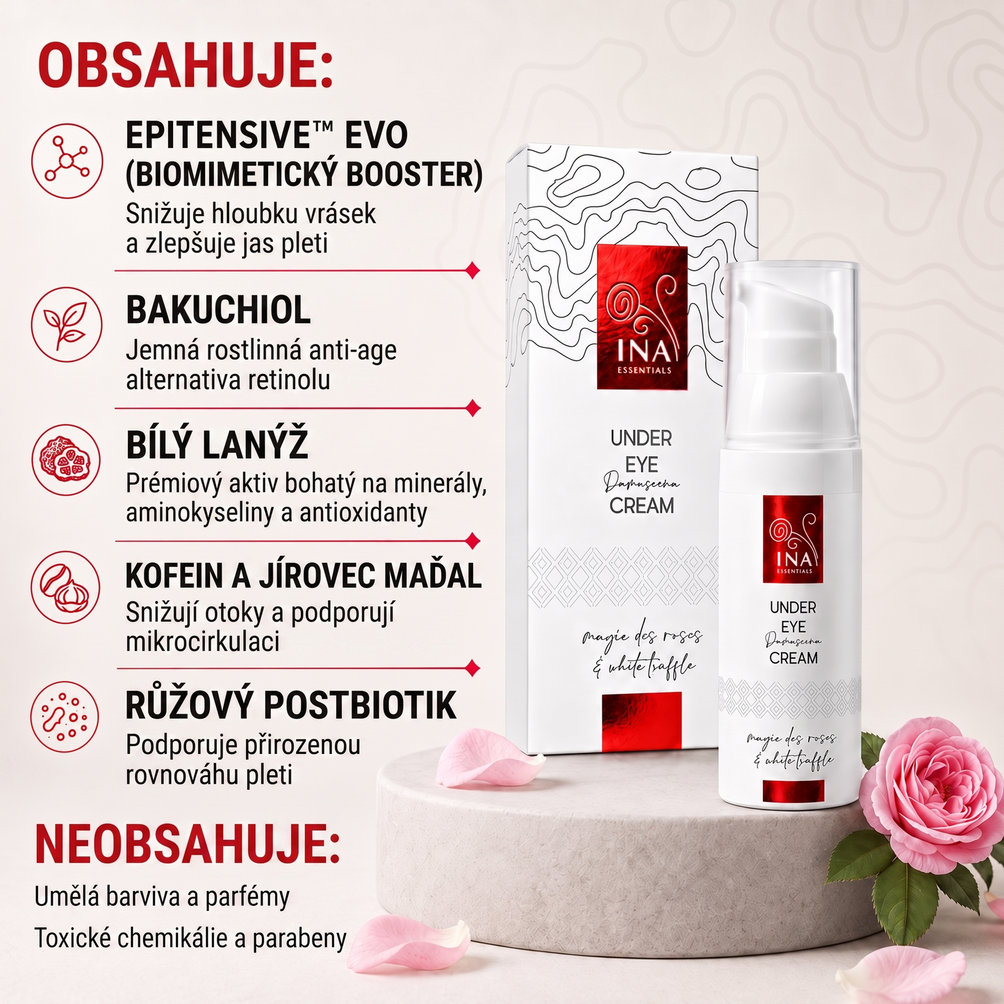 Prémiový oční krém proti stárnutí s růží - Rose Eye Lift
