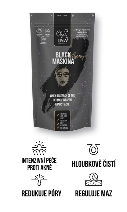 + Dárek Masky na obličej - Černá Maskina - intenzivní péče na Akné a Černé tečky (vzorek)