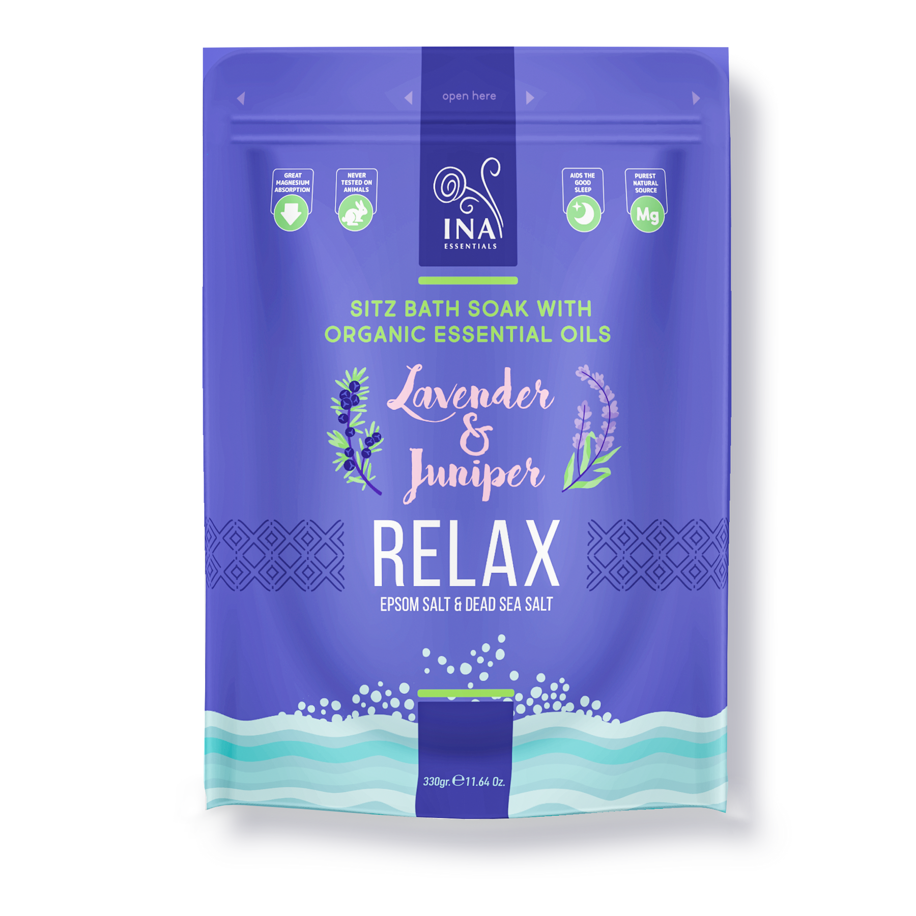 Relax - Koupelová sůl s Levandulí a Jalovcem pro Relaxaci a uvolnění stresu